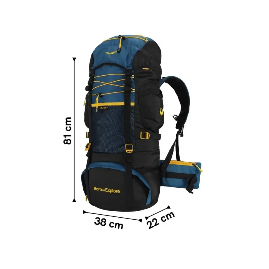Impulse Banyan Polyester Rucksack with Rain Cover (75 ltrs, 81 x 38 x 22 cm, Blue)