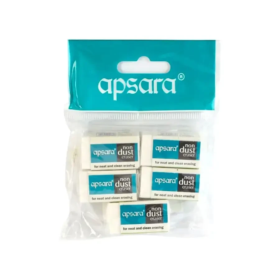 Apsara Non-Dust Eraser (White) Pack of 5